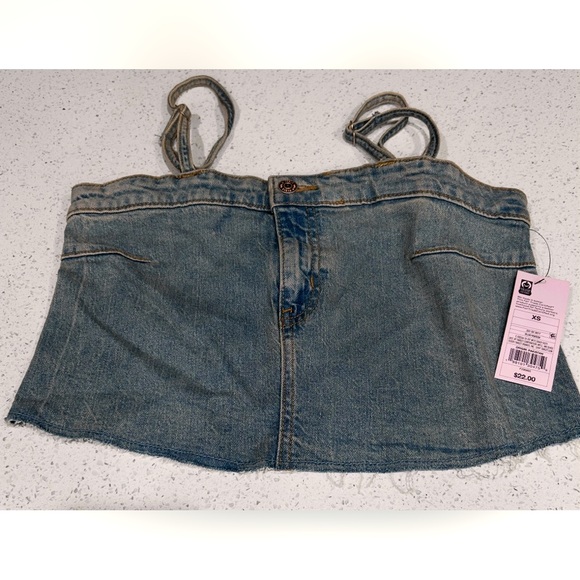 Wild fable Women's reworked cropped Denim tank size XS - Picture 1 of 3